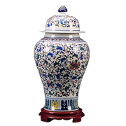 L景德镇陶瓷青花瓷将军罐花瓶复古中式客厅插花瓶装饰摆件家居仿