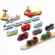 电动小火车兼容木质，轨道车米兔木制车头，积木拼装男孩儿童益智玩具
