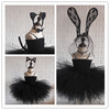 儿童万圣节服装女童俏皮小猫，公主蓬蓬高端连衣裙可爱黑色兔子猫娘
