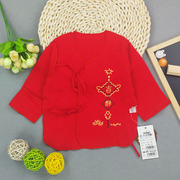 津贝新生儿半脊和尚服套装婴儿，纯棉大红吉祥出生衣套装单件和服