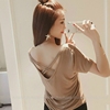 韩版气质短袖双v领t恤女夏装露背交叉性感莫代尔宽松打底衫