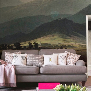哥伦雅壁纸巨人山自然风景背景墙，卧室客厅大型定制壁纸壁画墙画