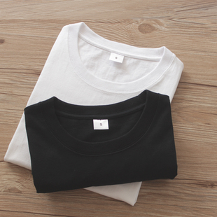(买一送一)260g日本重磅，纯棉厚实短袖纯白色，圆领男女t恤打底衫