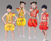 儿童肚兜演出服中国风喜庆秧歌，腰鼓舞蹈民族服装，幼儿灯笼裤打鼓服