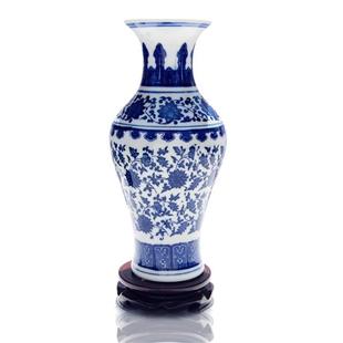 青花瓷花瓶摆件景德镇陶瓷，客厅装饰插花中式博古架，工艺品仿古瓷瓶