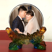 古法琉璃奖杯摆件制作刻字创意个性水晶照片定制摆台结婚生日礼物