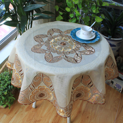 北欧家纺花卉欧式简约现代刺绣美式阳台小桌布茶几布圆餐桌布