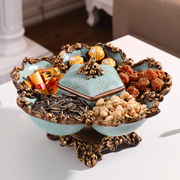 欧式家用干果盘分格带盖创意美式干果盒糖果瓜子零食盘客厅水果盘