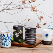 日式陶瓷茶杯水杯 创意复古粗陶杯子茶杯 餐厅料理餐具 樱花杯子