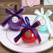 花半里结婚创意喜糖盒子欧式婚礼圆球蓝色结婚庆用品喜糖盒成品