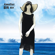 亚玛妮尔2019夏韩版大码无袖打底裙中长款纯色，雪纺连衣裙女