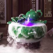 中式风水轮陶瓷鱼缸，流水喷泉摆件客厅家居桌面，家用招财创意加湿器