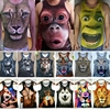 夏季搞怪3d动物虎狼图案大猩猩搞笑t恤男士，猴子创意背心个性衣服