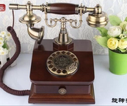 仿古电话机实木欧式客厅家用电话老式时尚创意复古旋转盘拨号座机