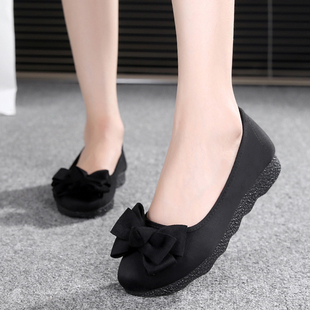 老北京布鞋女单鞋平跟黑色，工作鞋孕妇鞋平底厚底防滑女鞋