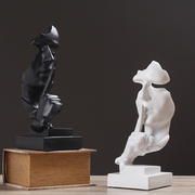 北欧现代简约黑白沉默是金抽象(金抽象)人物雕塑工艺品摆件艺术品装饰摆设