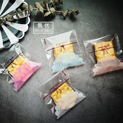 清新蝴蝶结透明饼干袋月饼曲奇点心食品包装袋子100个/包