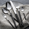 西餐餐具三件套高档黑手柄叉，勺套装家用304不锈钢主餐叉牛排