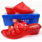 上海回力拖鞋夏季水晶鞋，坡跟防滑防水朔料女拖鞋，果冻鞋浴室居家鞋