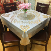 正方形桌布防水防油免洗欧式家用八仙桌，台布pvc塑料餐桌布盖布