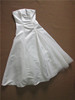 3.21工厂晚礼服裙长款白色缎面婚纱后绑带抹胸蓬蓬裙新娘结婚