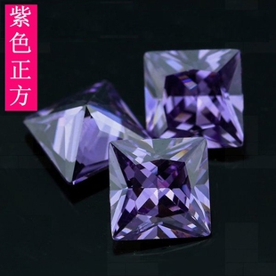 紫红色正方形锆石裸钻 公主方紫色宝石裸石镶嵌 DIY首饰碎钻散钻