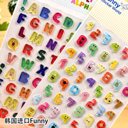 韩国进口彩色透明糖果，立体3d数字字母水晶，贴画儿童装饰diy贴纸