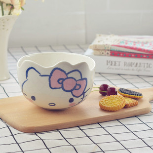 卡通陶瓷碗套装泡面碗日式创意 KITTY猫米饭碗盘杯