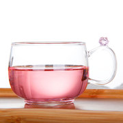 玻璃品茗杯女耐热花茶茶具，功夫茶品茶杯，咖啡杯子玫瑰花主人杯大