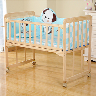 萌宝乐新生儿实木无漆婴儿床环保bb宝宝，床摇篮床可变书桌可拼大床