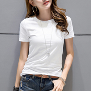 t恤女短袖夏装韩版百搭紧身打底衫纯棉体恤，纯白色半袖上衣服