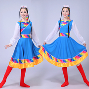 女少数民族服装表演广场成人，蒙古演出西藏水袖，台藏族舞蹈服饰