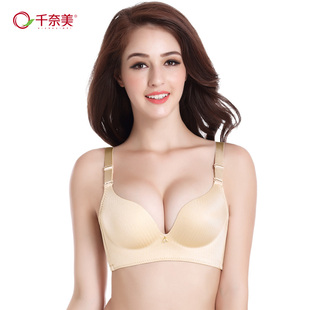 千奈美一片式拉丝无痕无钢圈聚拢收副乳调整型文胸罩女士小胸内衣
