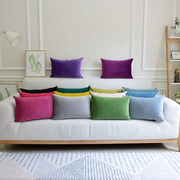 纯色天鹅绒抱枕靠垫，欧式沙发长方形靠枕，床头枕头大靠背套定制