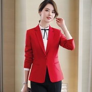 春秋女士小西装外套，短款修身百搭长袖职业，西服红色工作服上衣