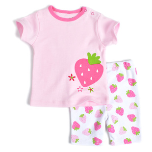 婴儿夏装纯棉短袖t恤套装，女宝宝夏季衣服，6个月12儿童0-3岁1两件套