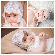 婴儿帽蕾丝帽女宝宝，夏季帽子新生儿纯棉，网纱花边公主帽0-3-6个月