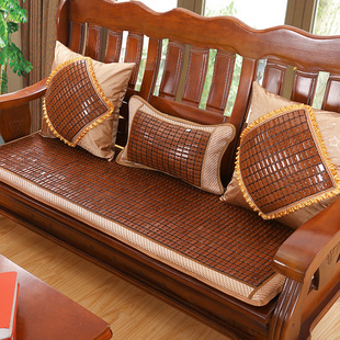夏季麻将竹凉席实木沙发垫红木，沙发坐垫高密度海绵，单人可定制
