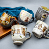 日本进口九谷烧陶瓷，日式手工兔，猫头鹰茶杯马克杯水杯礼盒