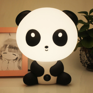 创意卡通可爱节能台灯熊猫儿童房卧室插电床头灯 LED灯小夜灯