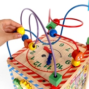 儿童玩具 大号绕珠百宝箱1-3岁宝宝益智串珠木制多功能六面体礼物