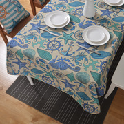 小清新海洋风创意棉麻桌布地中海茶几桌布圆桌布艺餐桌布台布