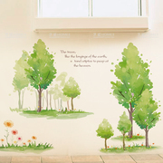 绿色大树树林墙贴客厅背景，墙壁贴纸装饰品房间，卧室衣柜子创意贴画