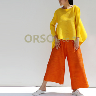 ORSOtogo褶皱宽松t恤女bf风上衣设计师原创女装品牌大码纯色