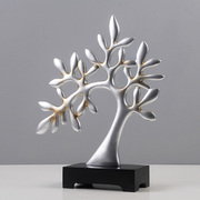 北欧创意现代古银色发财树摆件家居客厅办公室装饰工艺品结婚礼物