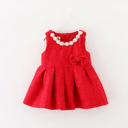 女童背心裙红色毛呢公主裙秋冬裙子宝宝儿童0-1-2-3岁洋气婴儿裙