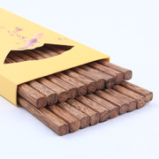 中式原木筷子无漆无蜡环保筷实木鸡翅木红木家用10双盒装