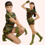 军旅迷彩裙舞台女兵表演服装绿军装军裙演出小兵风采舞蹈儿童套装