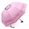 韩版太阳伞防晒防紫外线雨伞，女晴雨两用折叠黑胶，蕾丝公主遮阳洋伞