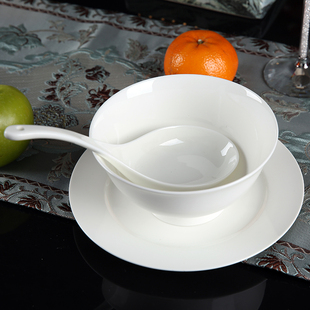 景德镇高档骨瓷餐具纯白餐具套装洁白家用健康碗盘碟套装